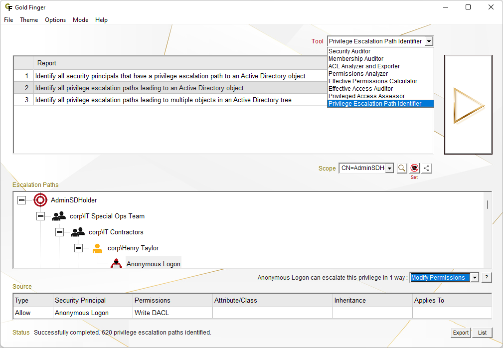 Gold Finger for Active Directory